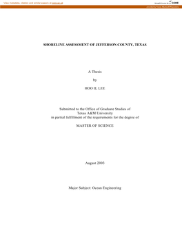 Shoreline Assessment of Jefferson County, Texas A