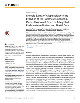 (Rosaceae) Based on Integrated Evidence from Nuclear and Plastid Data