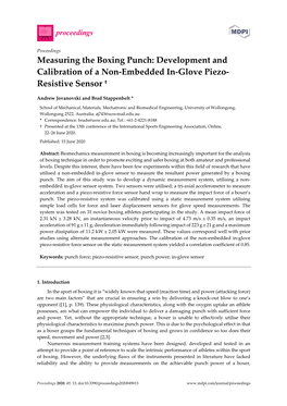 Measuring the Boxing Punch: Development and Calibration of a Non-Embedded In-Glove Piezo- Resistive Sensor †