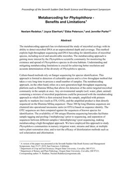 Metabarcoding for Phytophthora - Benefits and Limitations1