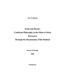 Confucian Philosophy in the Films of Akira Kurosawa Through the Documentary Film Medium