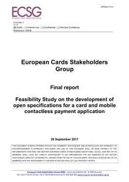 ECSG Contactless Feasibility Study