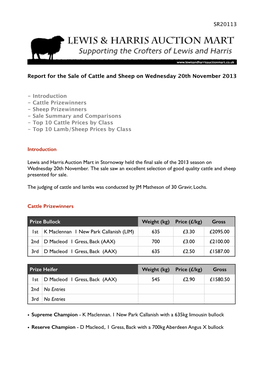 Sale Report 20Th Nov 13