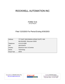 Rockwell Automation Inc