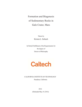 Formation and Diagenesis of Sedimentary Rocks in Gale Crater, Mars