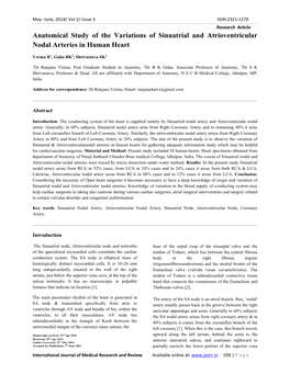 Anatomical Study of the Variations of Sinuatrial and Atrioventricular Nodal Arteries in Human Heart