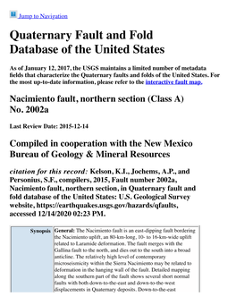 Quaternary Fault and Fold Database of the United States