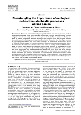 Disentangling the Importance of Ecological Niches from Stochastic Processes Across Scales Jonathan M