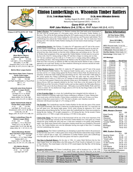 Clinton Lumberkings Vs. Wisconsin Timber Rattlers