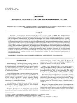 Phialemonium Curvatum INFECTION AFTER BONE MARROW TRANSPLANTATION