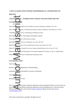 A New Classification Scheme for Periodontal and Peri&#X02010