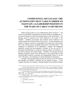 Competitive Advantage: the Actions Espn Must Take in Order to Maintain a Leadership Position in the Wake of Cable Un-Bundling