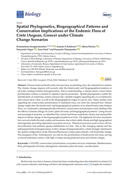 Spatial Phylogenetics, Biogeographical Patterns and Conservation Implications of the Endemic Flora of Crete (Aegean, Greece) Under Climate Change Scenarios