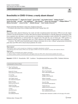 Bronchiolitis in COVID-19 Times: a Nearly Absent Disease?