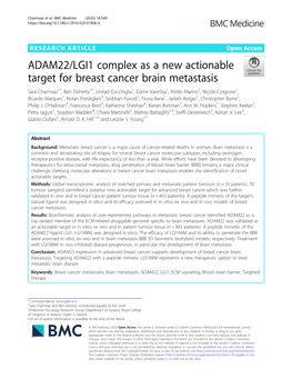 ADAM22/LGI1 Complex As a New Actionable Target for Breast Cancer