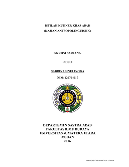 Departemen Sastra Arab Fakultas Ilmu Budaya Universitas Sumatera Utara Medan 2016