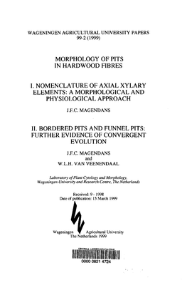 Morphology of Pits in Hardwood Fibres I. Nomenclature of Axial Xylary