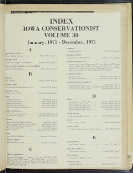 IOWA CONSERVATIONIST VOL E 30 January, 1971 - Decentber, 1971