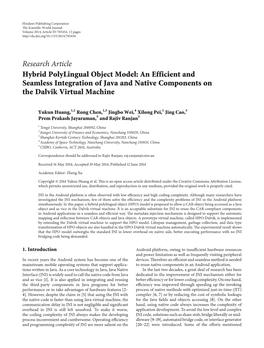 Research Article Hybrid Polylingual Object Model: an Efficient and Seamless Integration of Java and Native Components on the Dalvik Virtual Machine