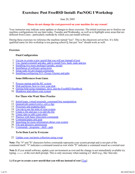 Exercises: Post Freebsd Install: Pacnog I Workshop