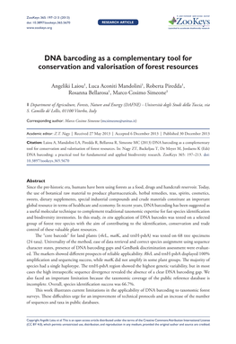 DNA Barcoding As a Complementary Tool for Conservation and Valorisation of Forest Resources