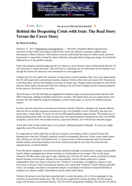 Behind the Deepening Crisis with Iran: the Real Story Versus the Cover Story