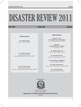 July 2012 Series XIX Annual Department of Water Induced Disaster Prevention