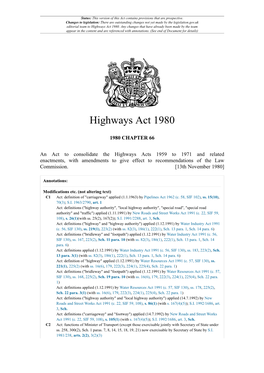 Highways Act 1980