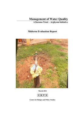 Management of Water Quality- Midterm Evaluation Report