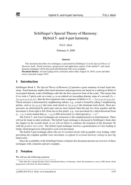 Schillinger's Special Theory of Harmony: Hybrid 5- and 4-Part Harmony