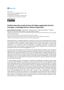 Petalite Alteration Products from the Bajoca Pegmatite (Central Portugal): a Multiapproach for Lithium Exploration