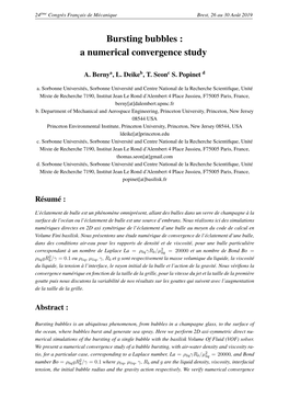 Bursting Bubbles : a Numerical Convergence Study