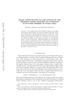 Arxiv:2009.10144V1 [Math.DG] 21 Sep 2020 Fﬁieae a Lsdgoei.Ti Losu Ointrodu to Us Allows This Geodesic