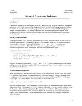 Advanced Preprocessor Techniques ______