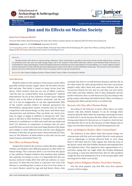 Jinn and Its Effects on Muslim Society