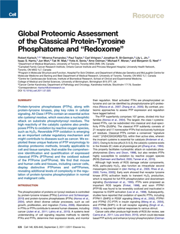 Global Proteomic Assessment of the Classical Protein-Tyrosine Phosphatome and ``Redoxome''