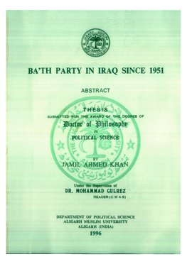 Ba'th Party in Iraq Since 1951