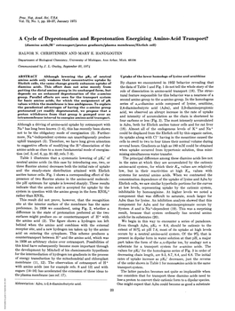 A Cycle of Deprotonation and Reprotonation Energizing Amino-Acid Transport? (Diamino Acids/H+ Cotransport/Proton Gradients/Plasma Membrane/Ehrlich Cell)