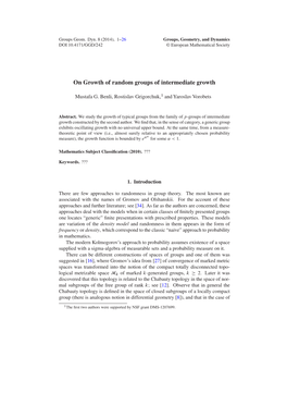 On Growth of Random Groups of Intermediate Growth
