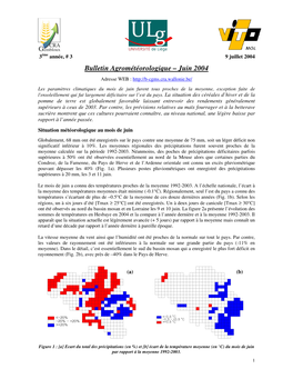 Bulletin Agrométéorologique – Juin 2004