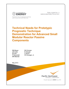 Technical Needs for Prototypic Prognostic Technique Demonstration for Advanced Small Modular Reactor Passive Components