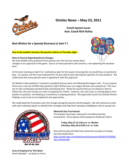 Orioles News – May 23, 2011