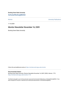 Monitor Newsletter November 16, 2009