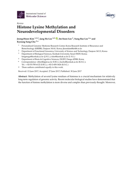 Histone Lysine Methylation and Neurodevelopmental Disorders