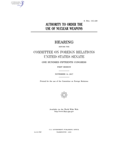 Authority to Order the Use of Nuclear Weapons Hearing