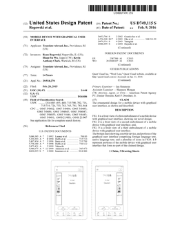 (12) United States Design Patent (10) Patent No.: US D749,115S Rogowski Et Al