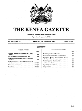 Thà Kenya Gazette