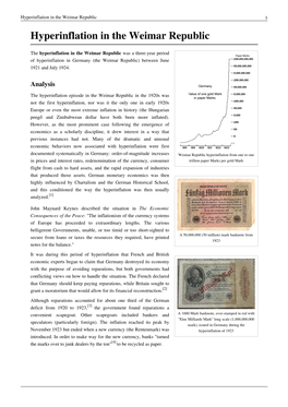 Hyperinflation in the Weimar Republic 1 Hyperinflation in the Weimar Republic