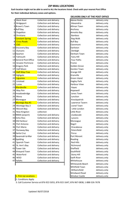 ZIP MAIL LOCATIONS Each Location Might Not Be Able to Send to ALL the Locations Listed