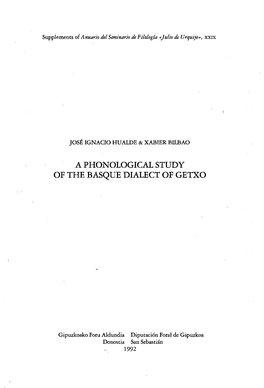 A Phonological Study of the Basque Dialect of Getxo